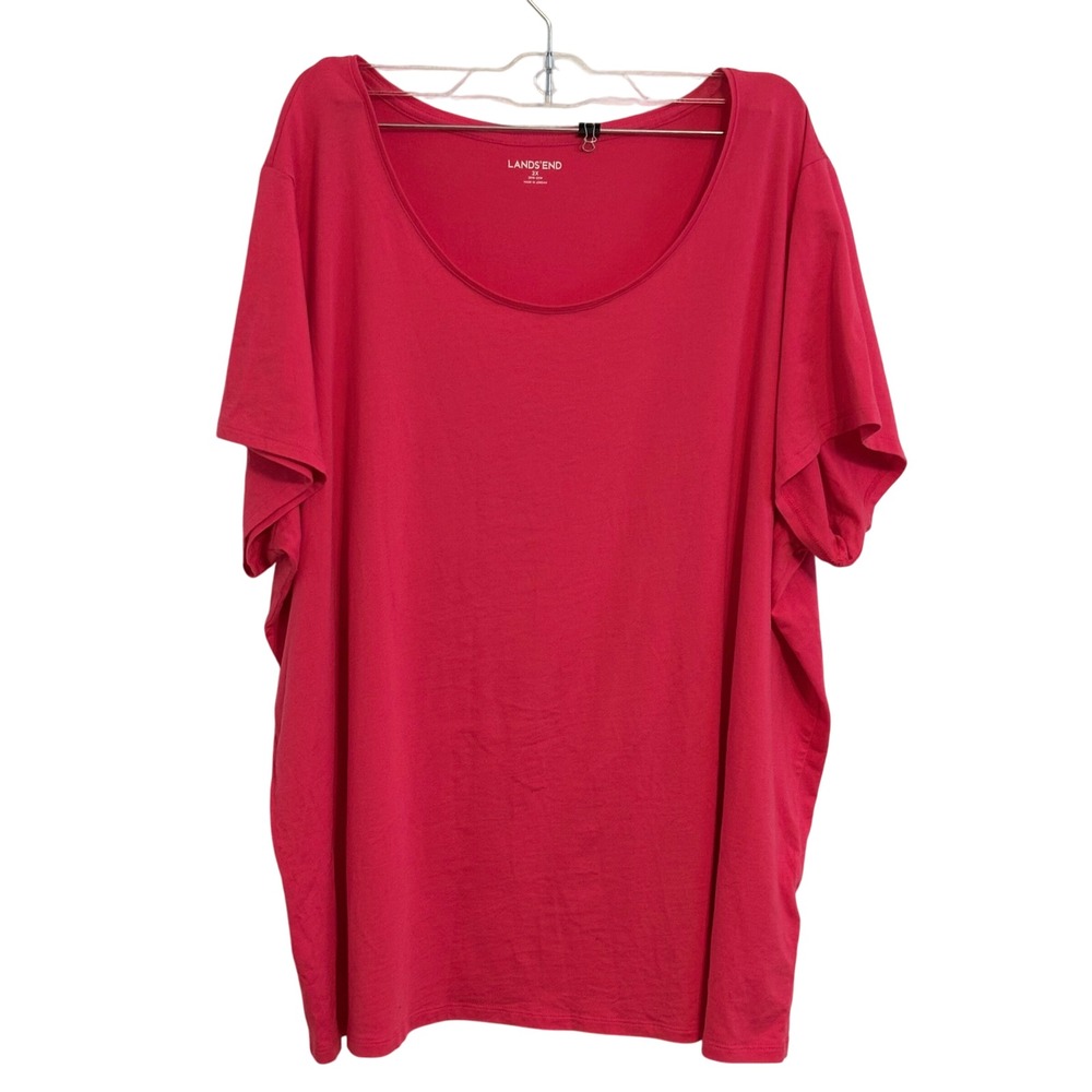 Lands' End Womens 2X Scoop‎ Neck Short Sleeve T-Shirt Plus Size Top Pink